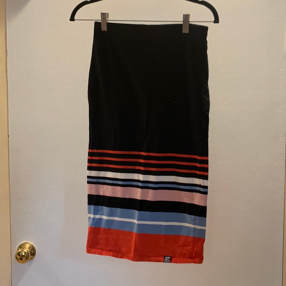 Superdry, 4, black Pencil skirt with stripes
